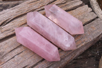 Polished Double Terminated Rose Quartz Points x 3 From Madagascar