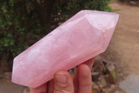 Polished Double Terminated Rose Quartz Points x 3 From Madagascar