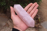 Polished Double Terminated Rose Quartz Points x 3 From Madagascar