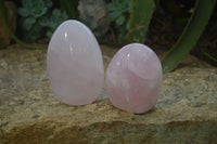 Polished Rose Quartz Standing Free Forms x 3 From Madagascar