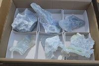 Natural Etched Blue Chalcedony Specimens x 6 From Nsanje, Malawi