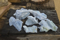 Natural Etched Blue Chalcedony Specimens x 6 From Nsanje, Malawi