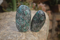 Polished Emeralds In Matrix Standing Free Forms x 6 From Sandawana, Zimbabwe