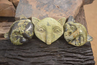 Polished Leopard Stone Cat Faces x 3 From Zimbabwe