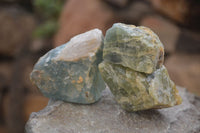 Natural Blue Aquamarine Cobbed Specimens x 12 From Angola