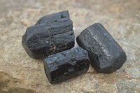 Natural Alluvial Schorl Black Tourmaline Crystals x 22 From Zimbabwe