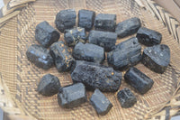 Natural Alluvial Schorl Black Tourmaline Crystals x 22 From Zimbabwe