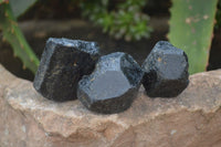 Natural Alluvial Schorl Black Tourmaline Crystals x 22 From Zimbabwe