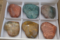 Polished Mixed Selection Of Jasper Hearts x 6 From Madagascar