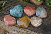 Polished Mixed Selection Of Jasper Hearts x 6 From Madagascar