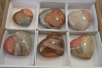 Polished Polychrome Jasper Hearts x 6 From Madagascar