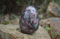 Polished Rhodonite Gemstone Hearts & Egg x 4 From Madagascar