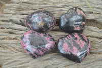 Polished Rhodonite Gemstone Hearts & Egg x 4 From Madagascar