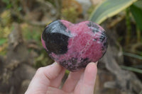 Polished Rhodonite Gemstone Hearts & Egg x 4 From Madagascar