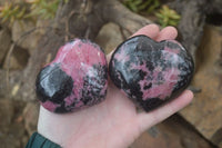 Polished Rhodonite Gemstone Hearts & Egg x 4 From Madagascar