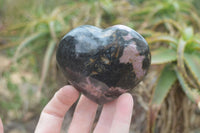 Polished Rhodonite Gemstone Hearts & Egg x 4 From Madagascar