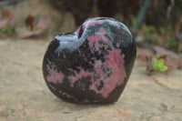 Polished Rhodonite Gemstone Hearts & Egg x 4 From Madagascar