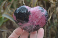 Polished Rhodonite Gemstone Hearts & Egg x 4 From Madagascar