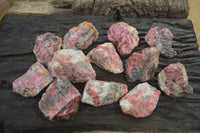 Natural Rhodonite Cobbed Specimens x 12 From Zimbabwe