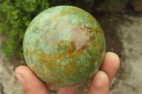 Polished Green Chrysoprase Sphere-Balls x 4 From Madagascar