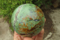 Polished Green Chrysoprase Sphere-Balls x 4 From Madagascar