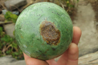 Polished Green Chrysoprase Sphere-Balls x 4 From Madagascar