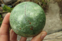 Polished Green Chrysoprase Sphere-Balls x 4 From Madagascar