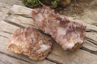 Natural Red Hematoid Quartz Clusters x 2 From Karoi, Zimbabwe