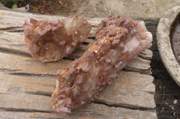 Natural Red Hematoid Quartz Clusters x 2 From Karoi, Zimbabwe