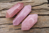 Polished Gemmy Blue and Pink Rose Quartz Double Terminated Points x 5 From Madagascar