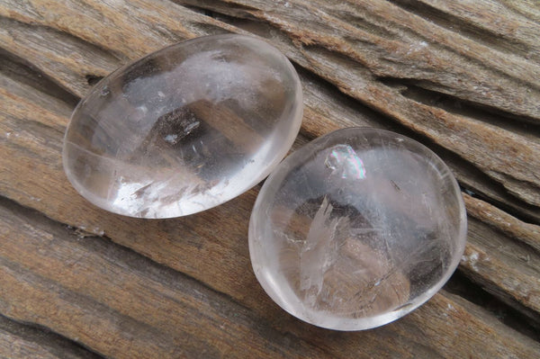 Polished Clear Quartz Galet-Palm Stones x 12 From Madagascar