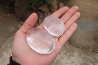 Polished Clear Quartz Galet-Palm Stones x 12 From Madagascar