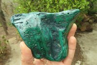 Polished Flower Banded Malachite Free Forms x 3 From Congo