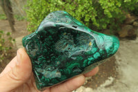 Polished Flower Banded Malachite Free Forms x 3 From Congo