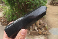 Polished Black Basalt Point-Prisms x 6 From Antsirabe, Madagascar