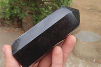 Polished Black Basalt Point-Prisms x 6 From Antsirabe, Madagascar