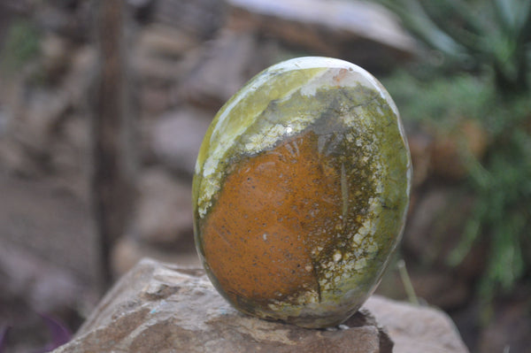 Polished Green Opal Standing Free Forms x 2 From Antsirabe, Madagascar