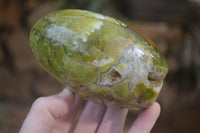 Polished Green Opal Standing Free Forms x 2 From Antsirabe, Madagascar