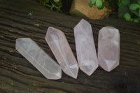 Polished Double Terminated Rose Quartz Points x 4  From Madagascar