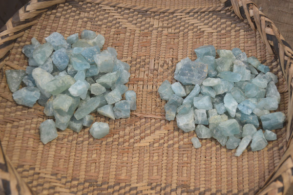 Natural Rare Blue Aquamarine Cobbed Pieces x 52 - Sold per 250 grams, From Angola