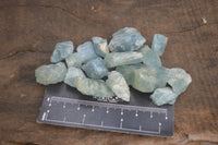 Natural Rare Blue Aquamarine Cobbed Pieces x 52 - Sold per 250 grams, From Angola