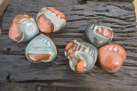 Polished Polychrome Jasper Hearts x 6 From Mahajanga, Madagascar