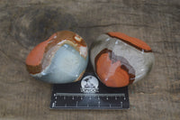 Polished Polychrome Jasper Hearts x 6 From Mahajanga, Madagascar