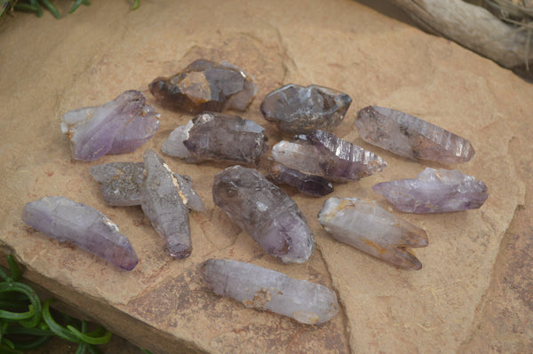 Natural Smokey Amethyst Crystal Specimens x 12 From Chiredzi, Zimbabwe