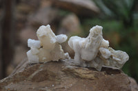 Natural Drusy Quartz Coated Calcite Spearhead Pseudomorph Specimens x 35 From Alberts Mountain, Lesotho