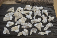 Natural Drusy Quartz Coated Calcite Spearhead Pseudomorph Specimens x 35 From Alberts Mountain, Lesotho