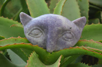 Polished Lepidolite Cat Face Carvings x 4 From Zimbabwe