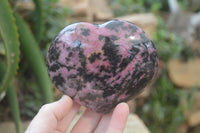 Polished Rhodonite Hearts x 2 From Ambindavato, Madagascar