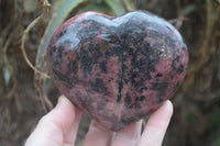 Polished Rhodonite Hearts x 2 From Ambindavato, Madagascar