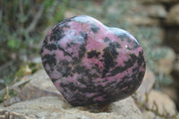 Polished Rhodonite Hearts x 2 From Ambindavato, Madagascar